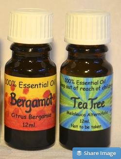 2 Essential Oils used in Aromatherapy : bergamot and tea tree